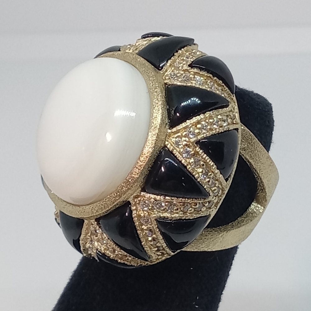 * Rivka Friedman QVC 18K Gold Clad gemstone & enamel dome ring sz 6